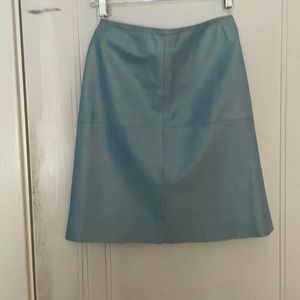 Baby Blue Leather Pencil Skirt